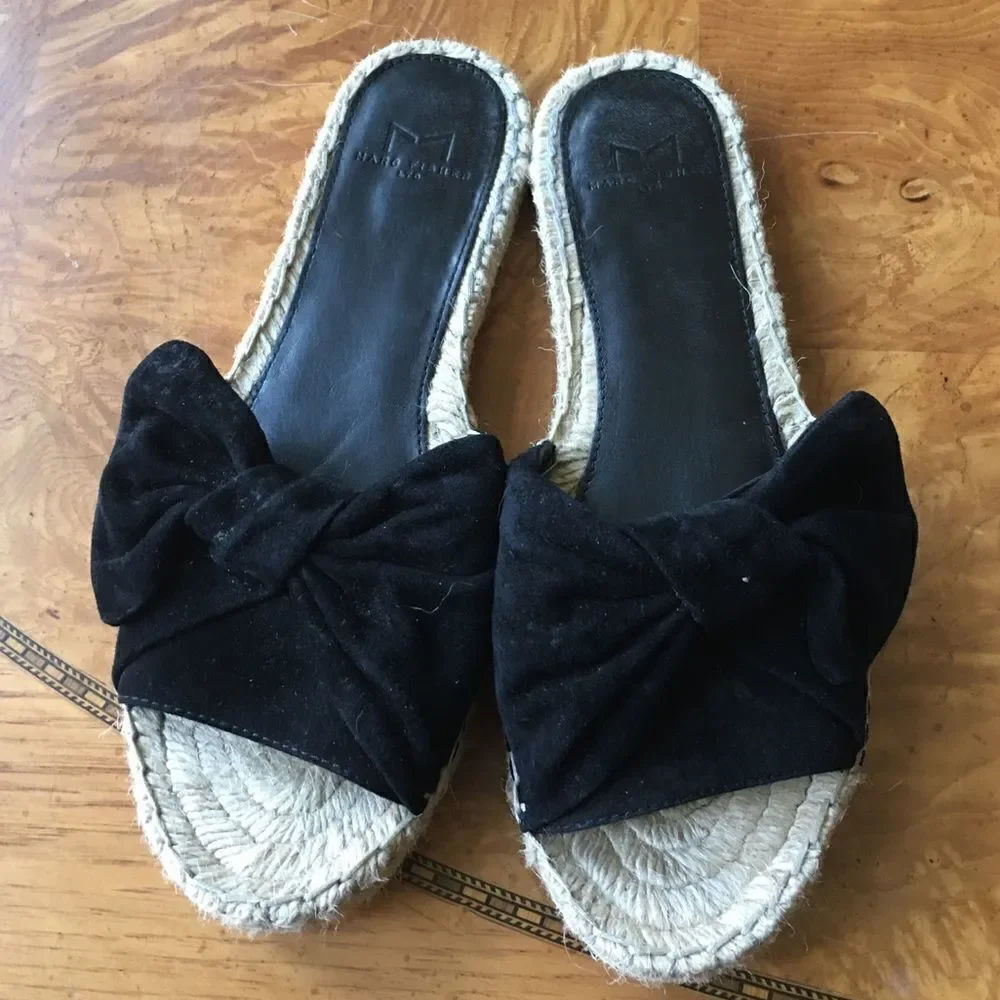 VELVET BOW Top Espadrille Slide Sandals!